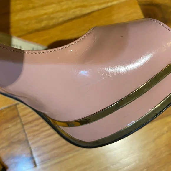 Bally Coral Pink Calf Patent Leather Slingback Stiletto platform size 7 - Picture 14 of 16